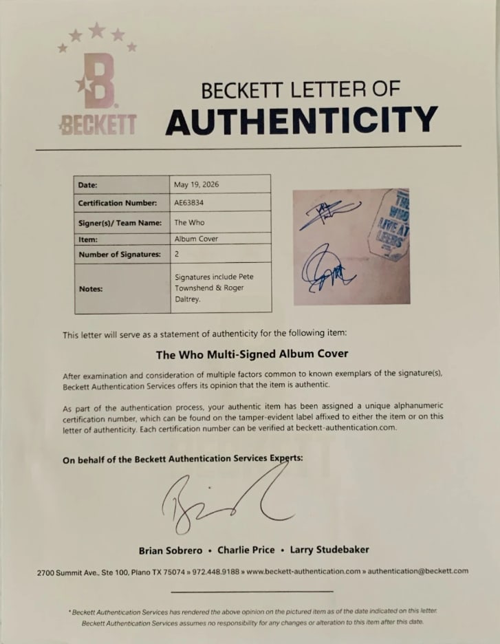 The Who Group Signed "Live at Leeds" Album (2 Sigs) (Beckett Authentication) - 4