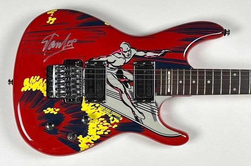 Marvel: Stan Lee & Joe Satriani Signed Silver Surfer Custom Graphics Ibanez Strat-Style Guitar (1 of 6)