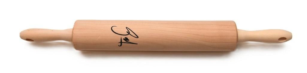 Gordon Ramsey Signed Baking Rolling Pin (ACOA Authentication): Wooden baking rolling pin signed on the top in black felt tip marker by chef Gordon Ramsey. In fine condition. Authenticated by ACOA. Obtained in-person.