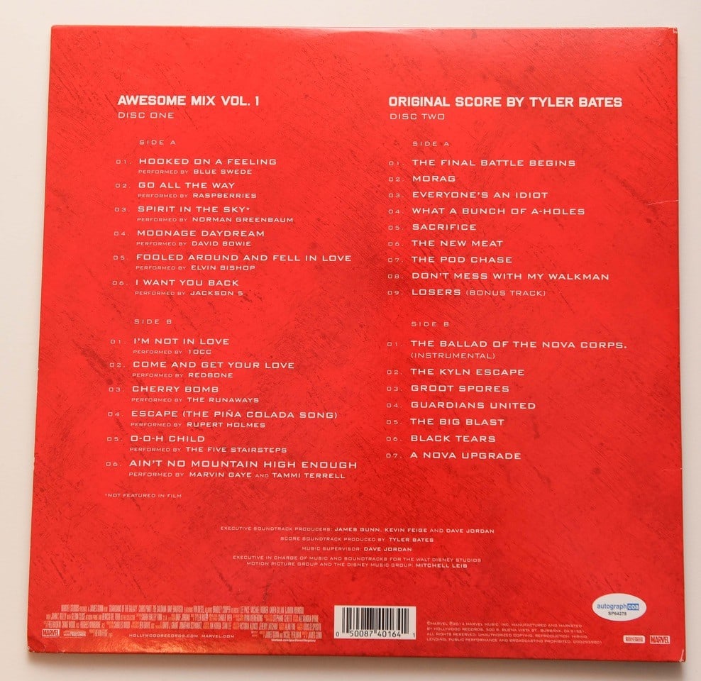 Marvel Guardians of the Galaxy Multi-Cast Signed Deluxe Soundtrack Album (4 Sigs) (ACOA) - 2