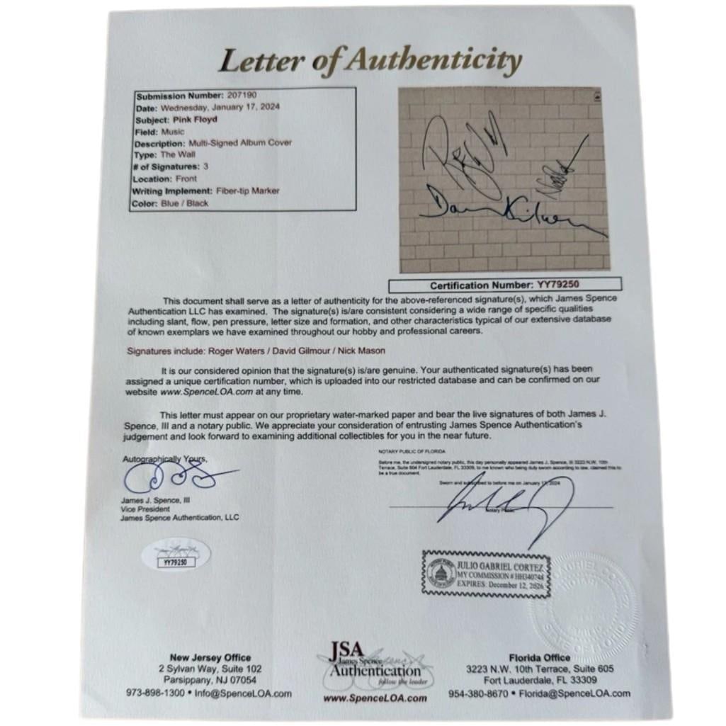 Pink Floyd: David Gilmour, Nick Mason & Roger Waters Signed "The Wall" Album (Floyd & JSA) - 3