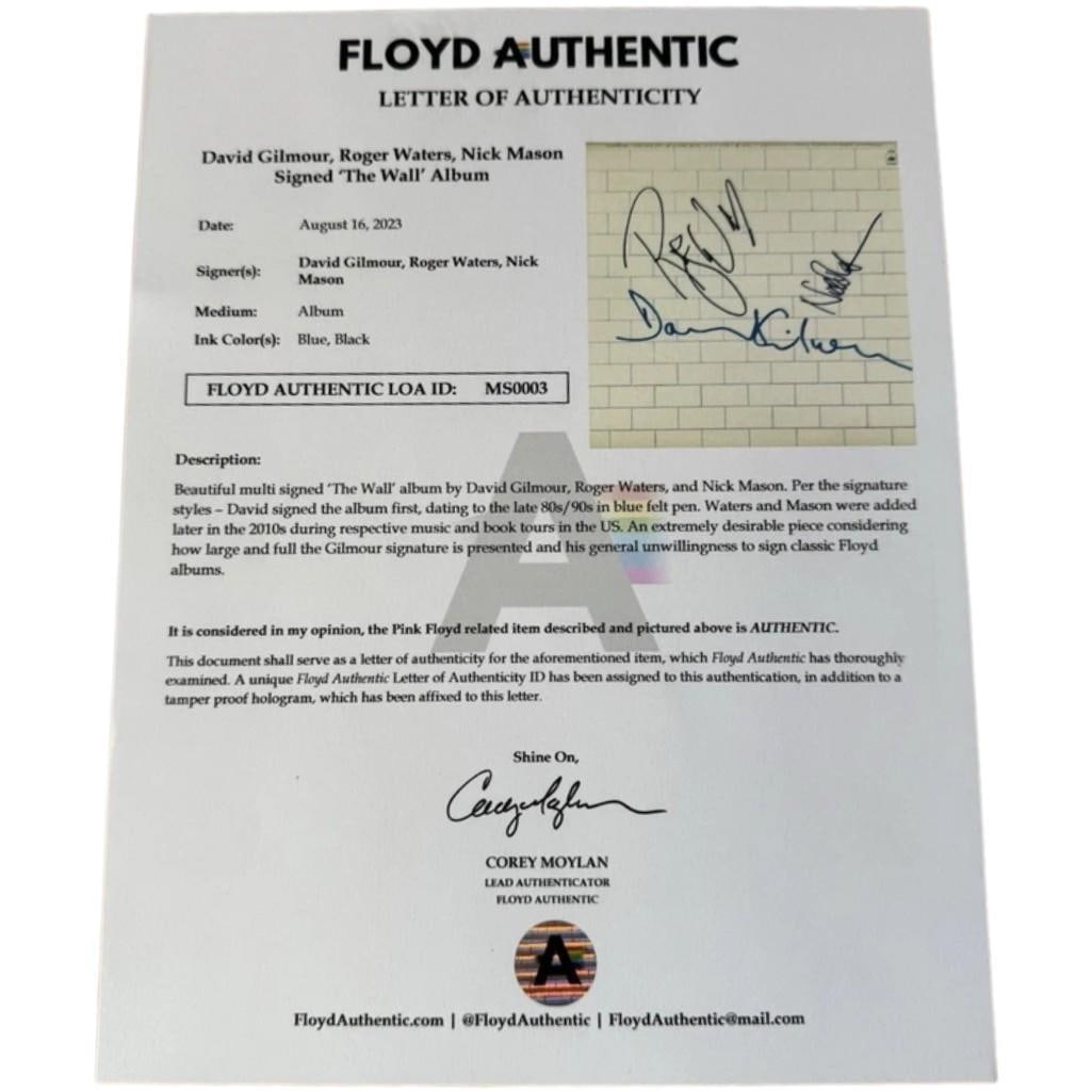 Pink Floyd: David Gilmour, Nick Mason & Roger Waters Signed "The Wall" Album (Floyd & JSA) - 4