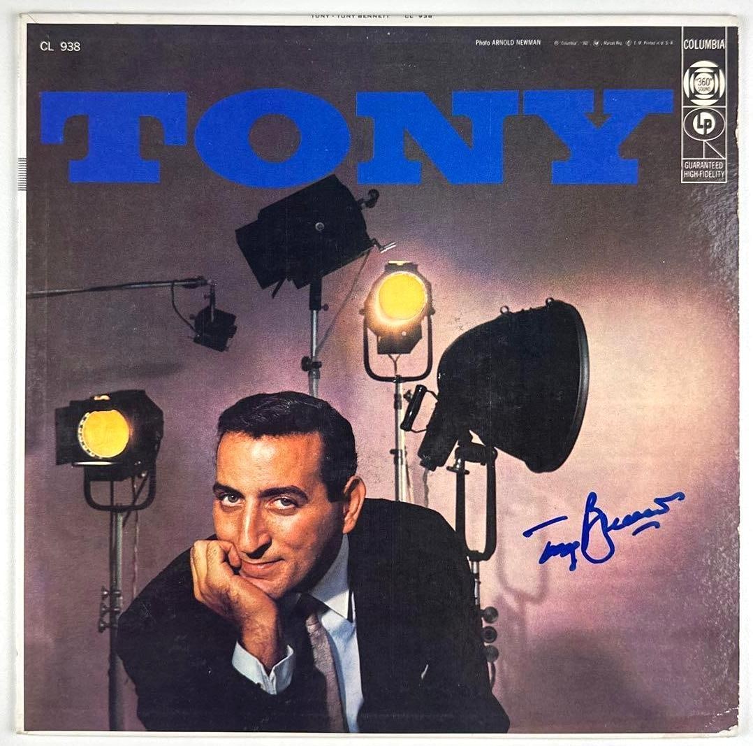 Tony Bennett Signed "Tony" Album (Third Party Guaranteed): "Tony" album signed on the cover in blue felt tip marker by musician Tony Bennett. Measuring approximately 12" x 12" and in very good condition, with some signs of scattered wear, not affecting the