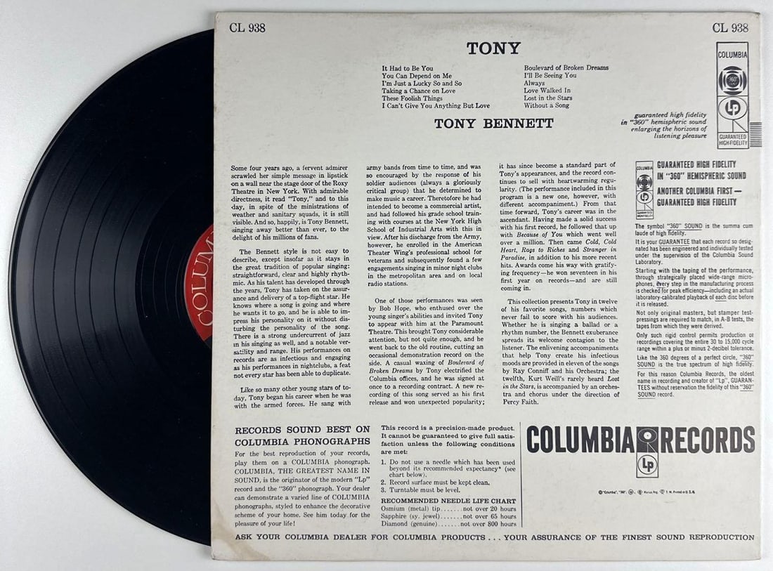 Tony Bennett Signed "Tony" Album (Third Party Guaranteed) - 2