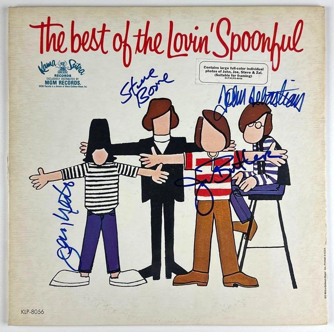 The Lovin' Spoonful Group Signed "The Best of the Lovin' Spoonful" Album (4 Sigs) (Third Party): "The Best of the Lovin' Spoonful" album signed on the cover in blue felt tip marker by The Lovin' Spoonful band members John Sebastian, Steve Boone, Jerry Yester, and Joe Butler. Measuring