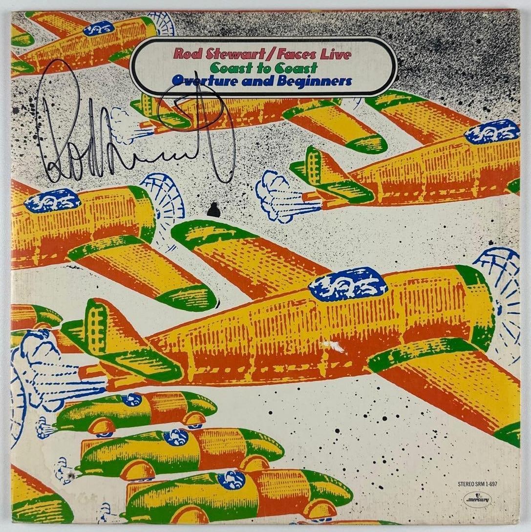 Rod Stewart Signed "Coast to Coast: Overture & Beginners" Album (Third Party Guaranteed): "Coast to Coast: Overture & Beginners" album signed on the cover in black felt tip marker by musician Rod Stewart. Measuring approximately 12" x 12" and in fine condition. Record is included. Provenan