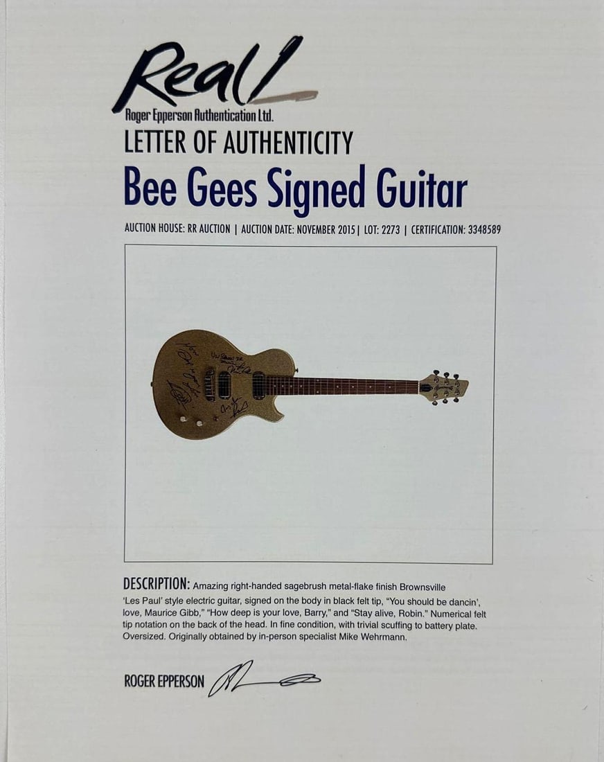 Bee Gees Fully Group Signed Les Paul-Style Guitar (3 Sigs) (Epperson) - 7