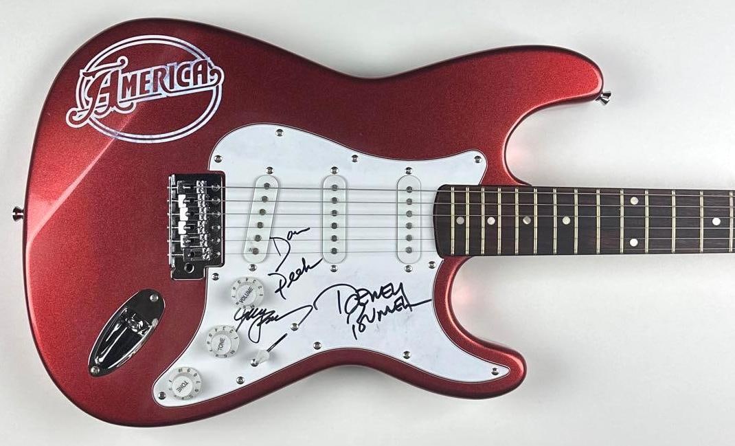America Fully Group Signed Custom Graphics Strat-Style Guitar (3 Sigs) (Third Party) (1 of 2)