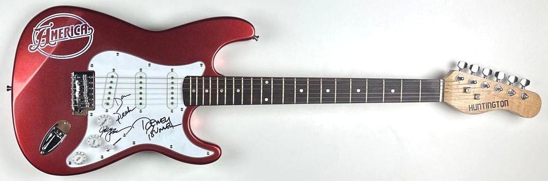 America Fully Group Signed Custom Graphics Strat-Style Guitar (3 Sigs) (Third Party) - 2