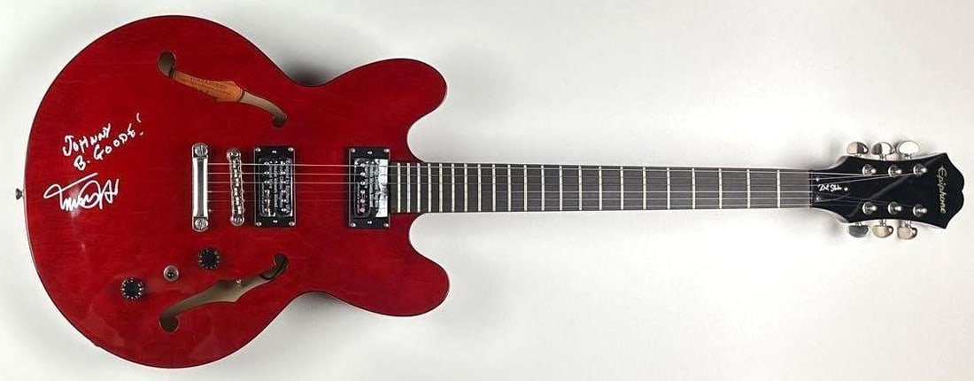 Back 2 the Future: Michael J. Fox Signed Epiphone Dot Semi-Hollow Guitar (Celebrity Authentics) - 2