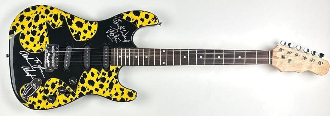 Batman & Robin: Adam West & Burt Ward Signed "Batman" Custom Graphics Electric Guitar (2 Sigs) - 2