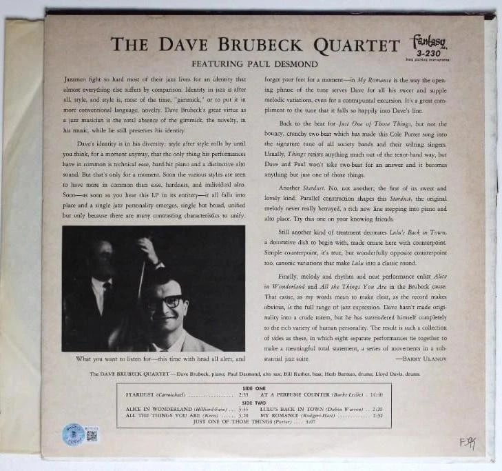 Dave Brubeck Signed “Dave Brubeck Quartet” Album (Beckett Authentication) - 2