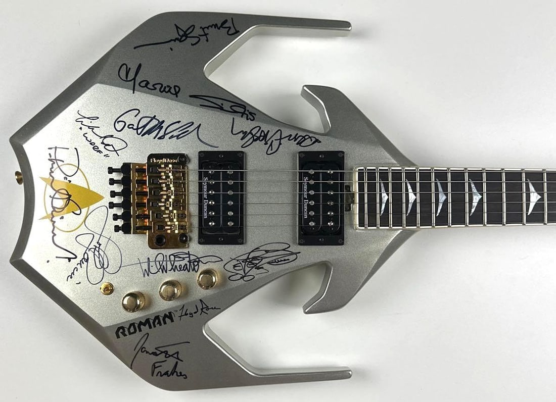 Star Trek Multi-Cast Signed Roman Triax Klingon-Ship Inspired Guitar (10 Sigs) (Third Party) (1 of 3)