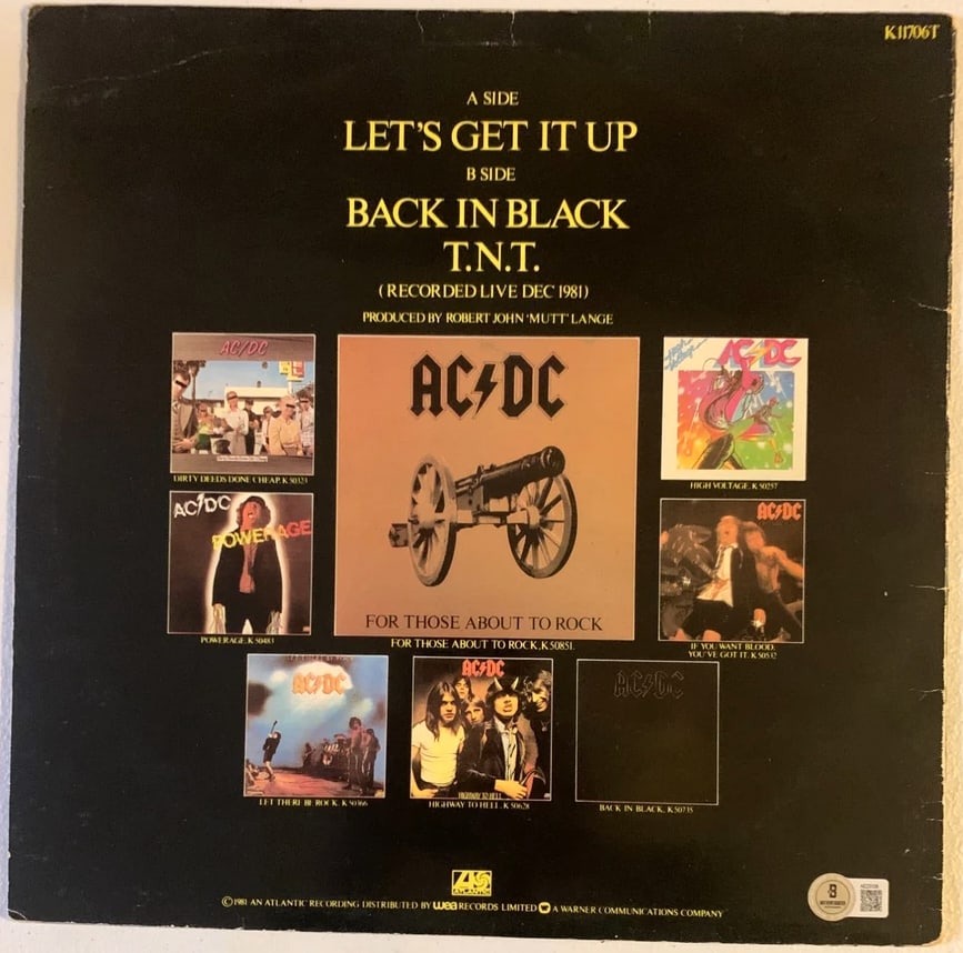 AC/DC Group Signed "Let's Get it Up" LP Album (2 Sigs) (Beckett Authentication) - 2