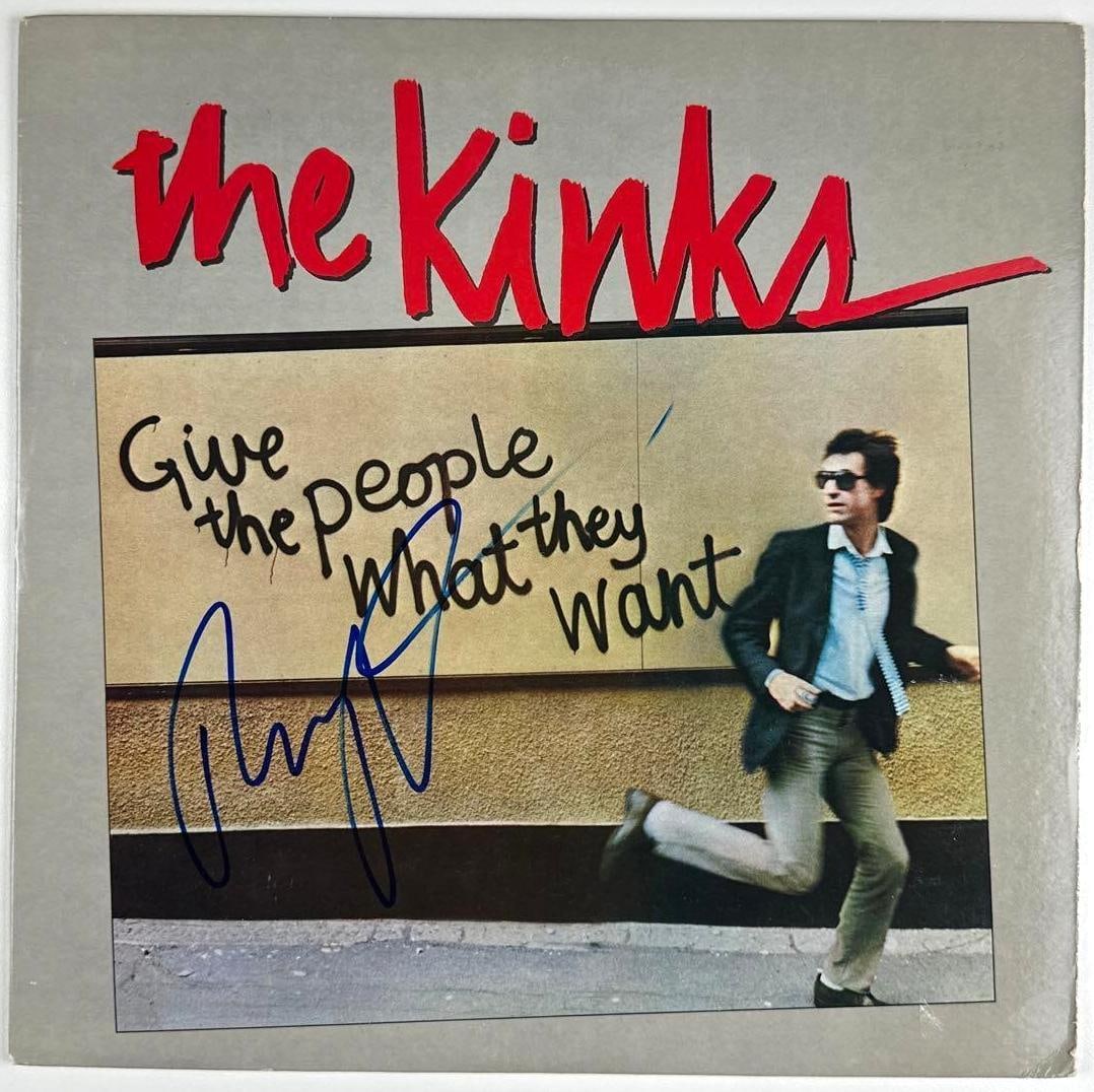 The Kinks: Ray Davies Signed "Give the People What They Want" Album (Third Party Guaranteed): "Give the People What They Want" album signed on the cover in blue felt tip marker by The Kinks band member Ray Davies. Measuring approximately 12" x 12" and in fine condition. Record is included.
