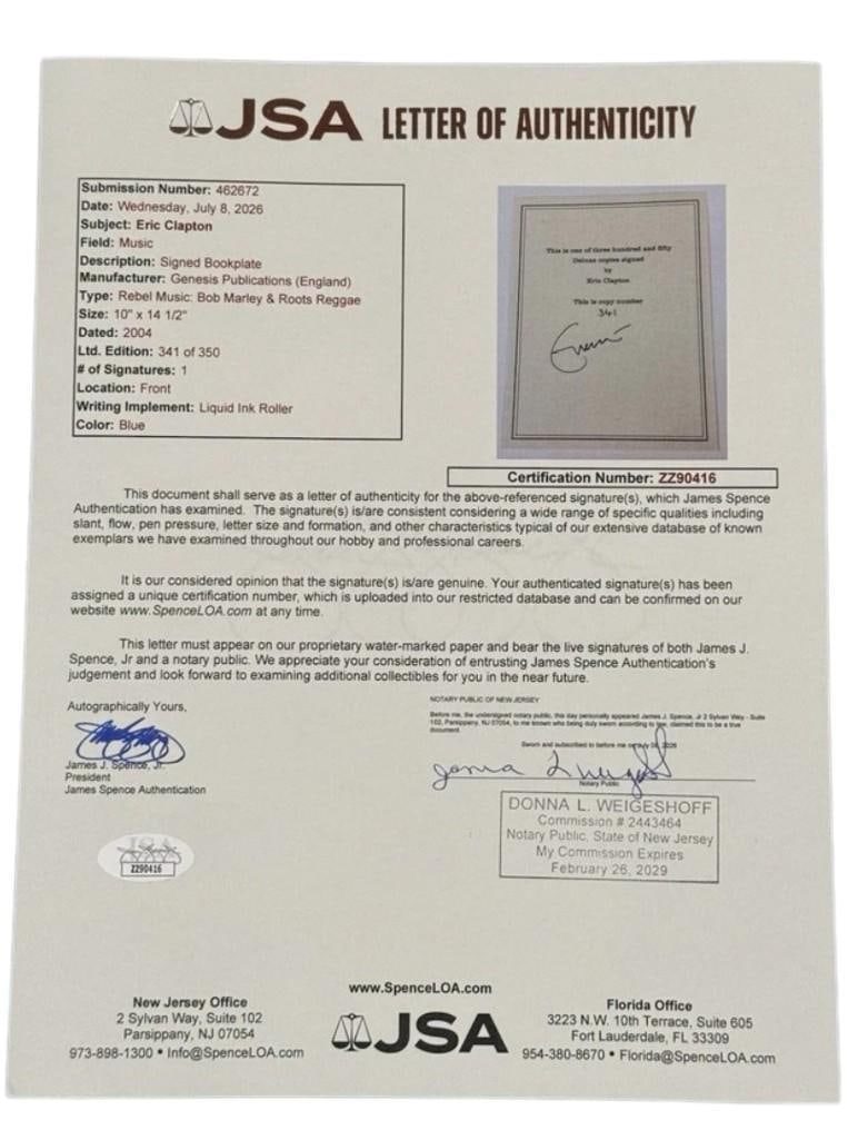 Eric Clapton Signed Bob Marley "Rebel Music" Book #341/350 (JSA Authentication) - 6