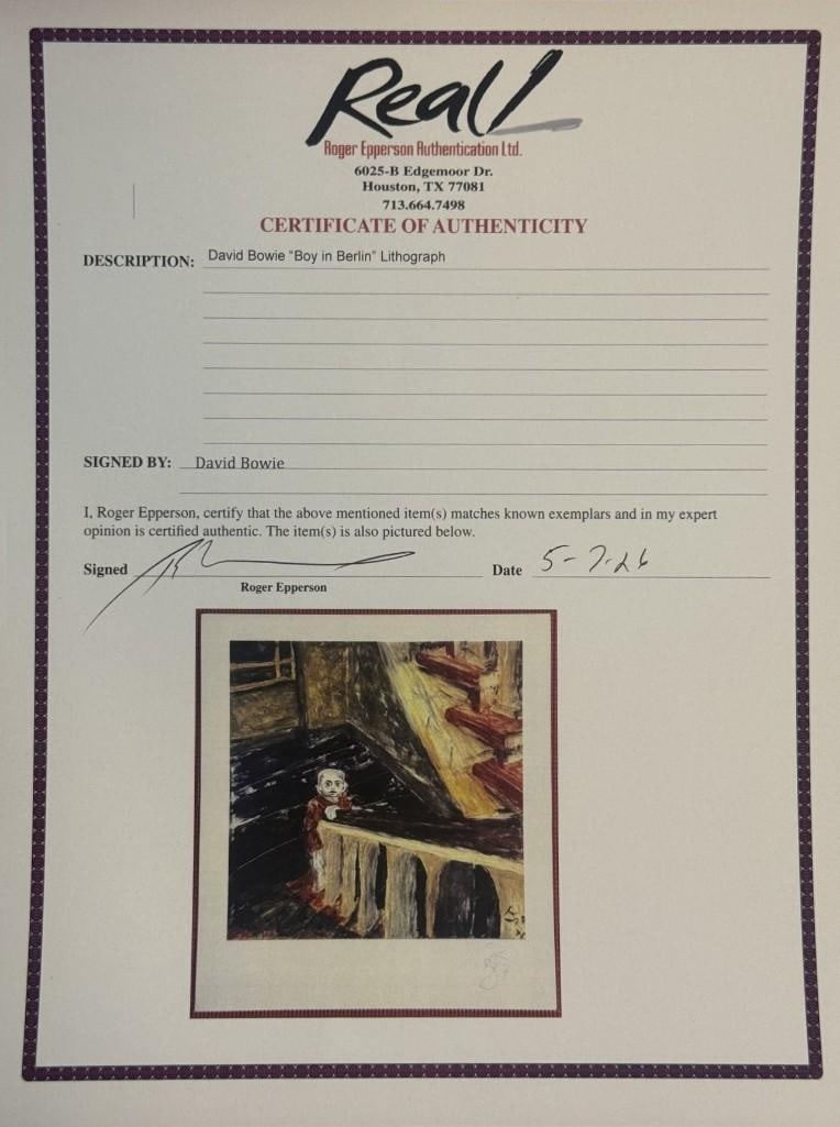 David Bowie Signed 15" x 15" "Child in Berlin" 1997 Print (Epperson LOA) - 3