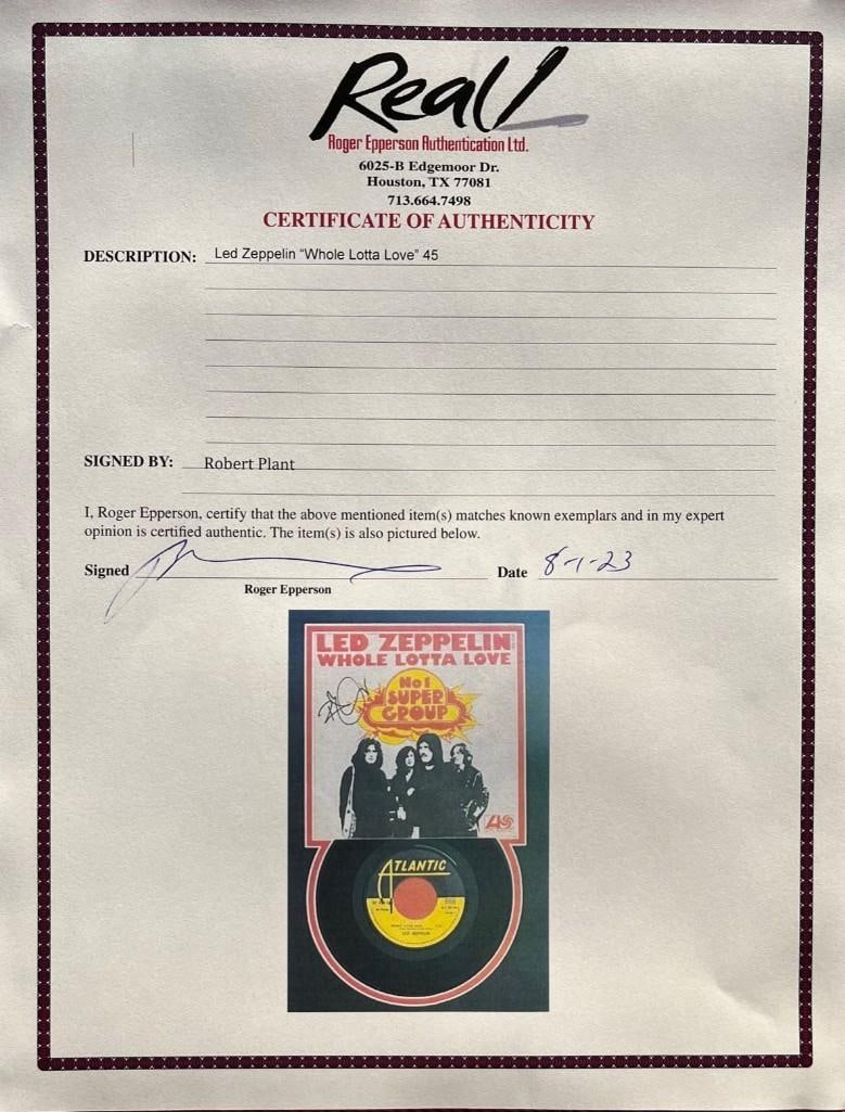 Led Zeppelin: Robert Plant Signed Set of (3) Signed 45's Framed Display (Epperson LOA) - 7