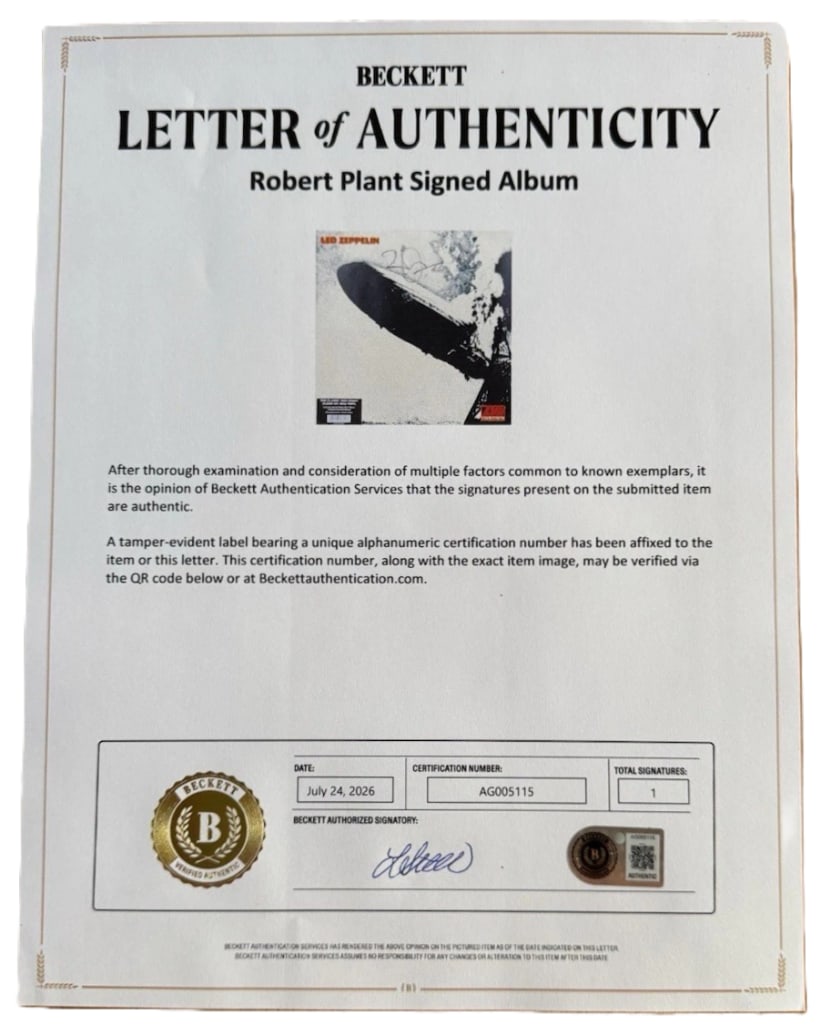 Led Zeppelin: Robert Plant Signed "Led Zeppelin I" Album (Beckett Authentication) - 3