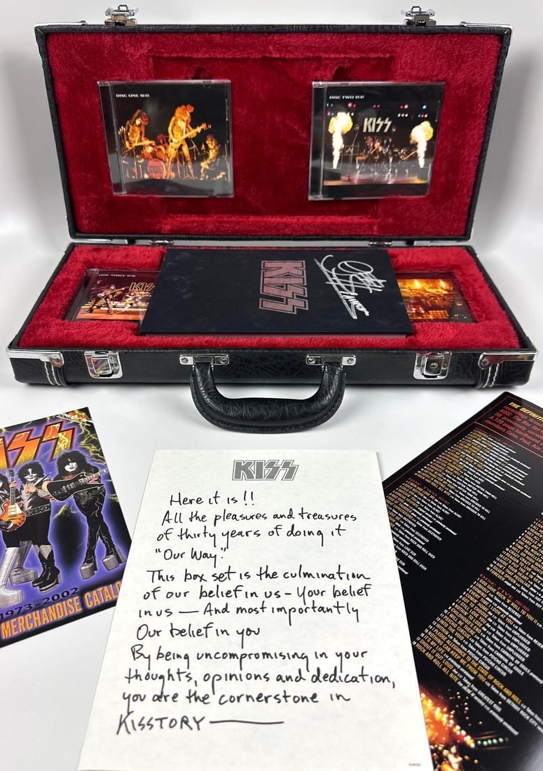 KISS Group Signed Guitar-Style "The Box Set" CD Collection (7 Sigs) (Third Party Guaranteed) - 3