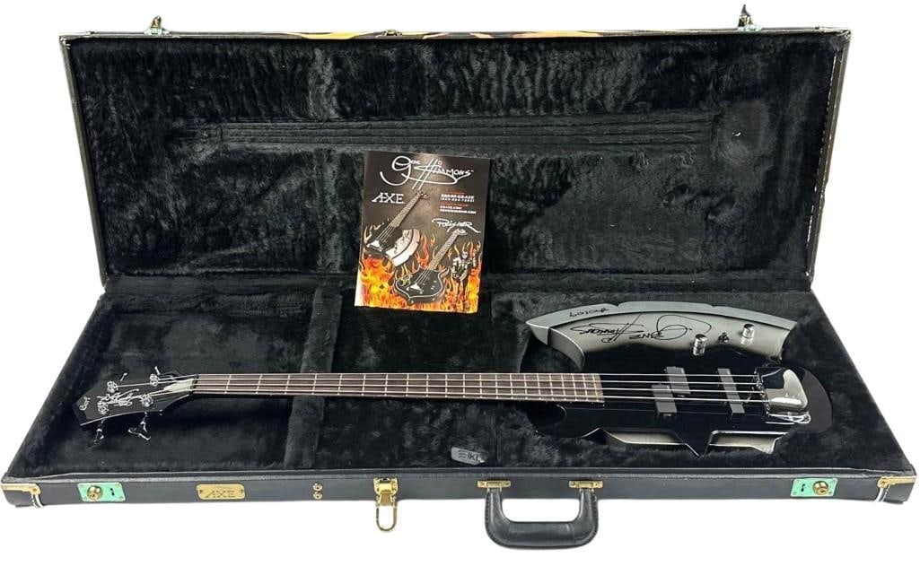 KISS: Gene Simmons Signed Limited Edition AXE Bass #0109 with Signed Custom Case (JSA) - 7