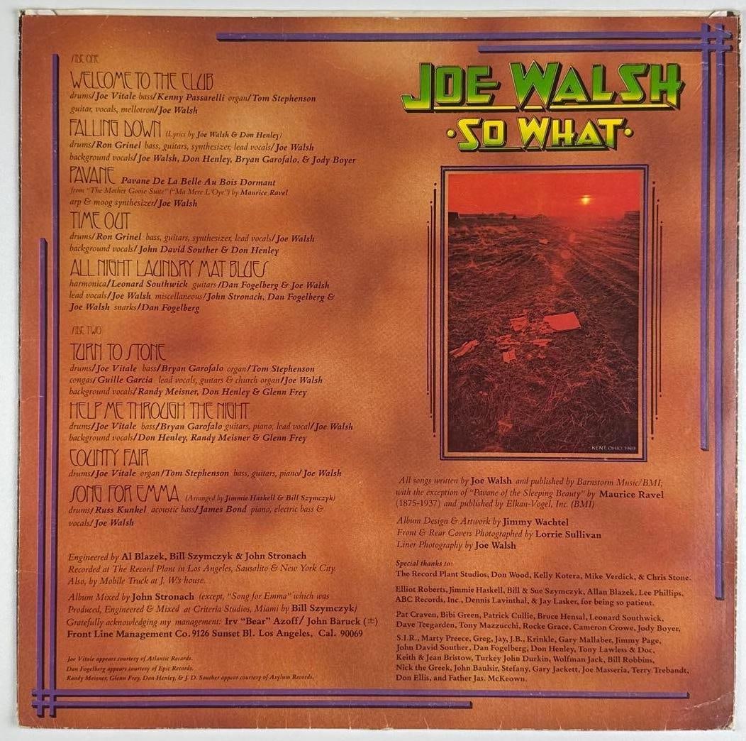 Eagles: Joe Walsh Signed "So What" Album (Third Party Guaranteed) - 2