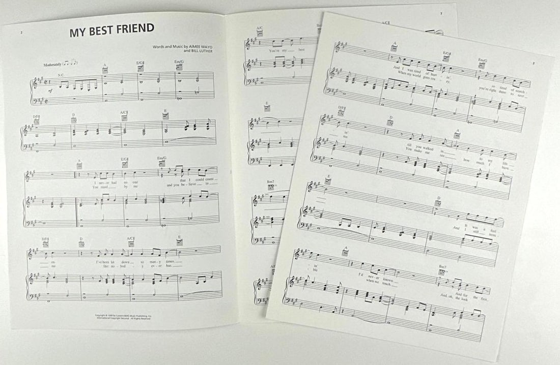 Tim McGraw Signed 12" x 9" "My Best Friend" Sheet Music (Third Party Guaranteed) - 3