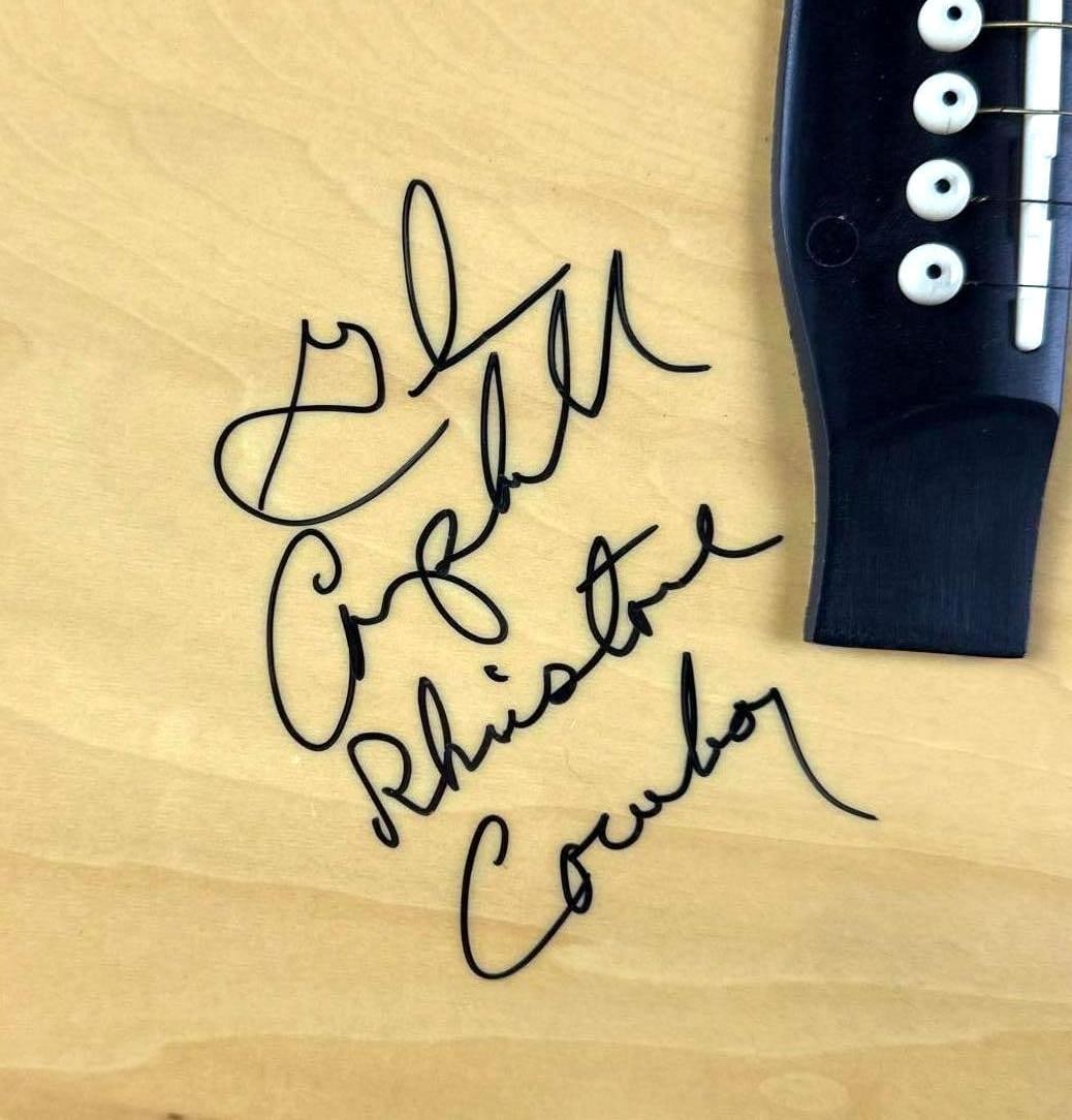 Glen Campbell Signed “Rhinestone Cowboy” Inscribed Copley Acoustic Guitar (Walls of Soun - 3