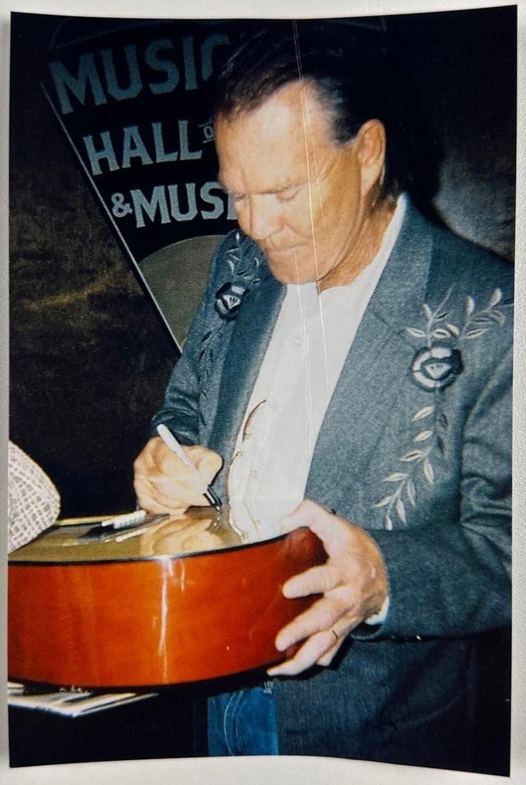 Glen Campbell Signed “Rhinestone Cowboy” Inscribed Copley Acoustic Guitar (Walls of Soun - 6