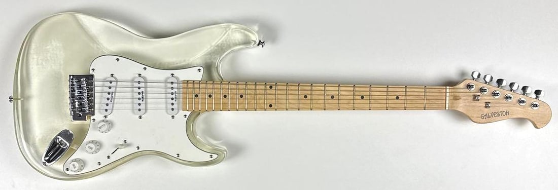 Transparent Acrylic Galveston Brand Stratocaster-Style Guitar - 2