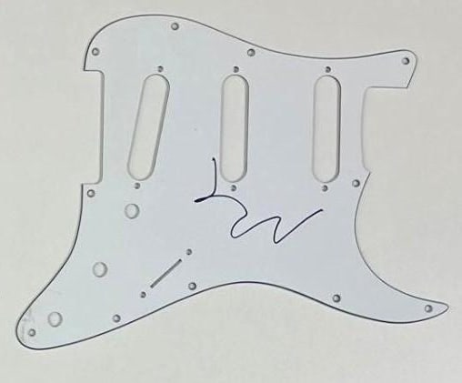 Disturbed: David Draiman Signed Pickguard (JSA Authentication): White 9" x 11" pickguard signed in black felt tip marker by Disturbed band member David Draiman. In fine condition. Accompanied by a JSA COA (#CF98267).