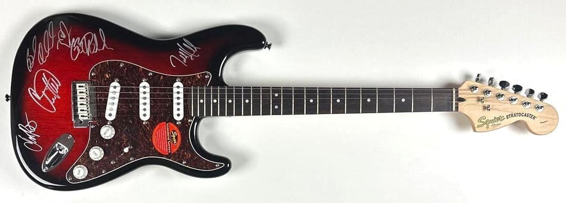 3 Doors Down Group Signed Fender Squier Stratocaster Guitar (5 Sigs) - 2