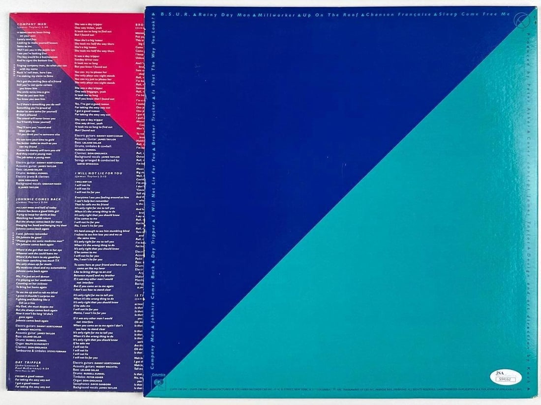 James Taylor Signed "Flag" Album (JSA Authentication) - 2
