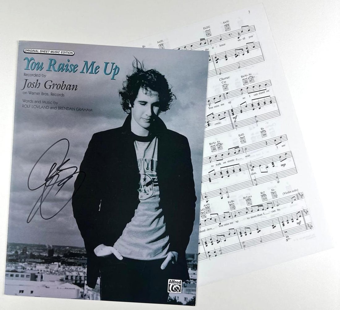 Josh Groban Signed 12" x 9" "You Raise Me Up" Sheet Music (Third Party Guaranteed) - 2