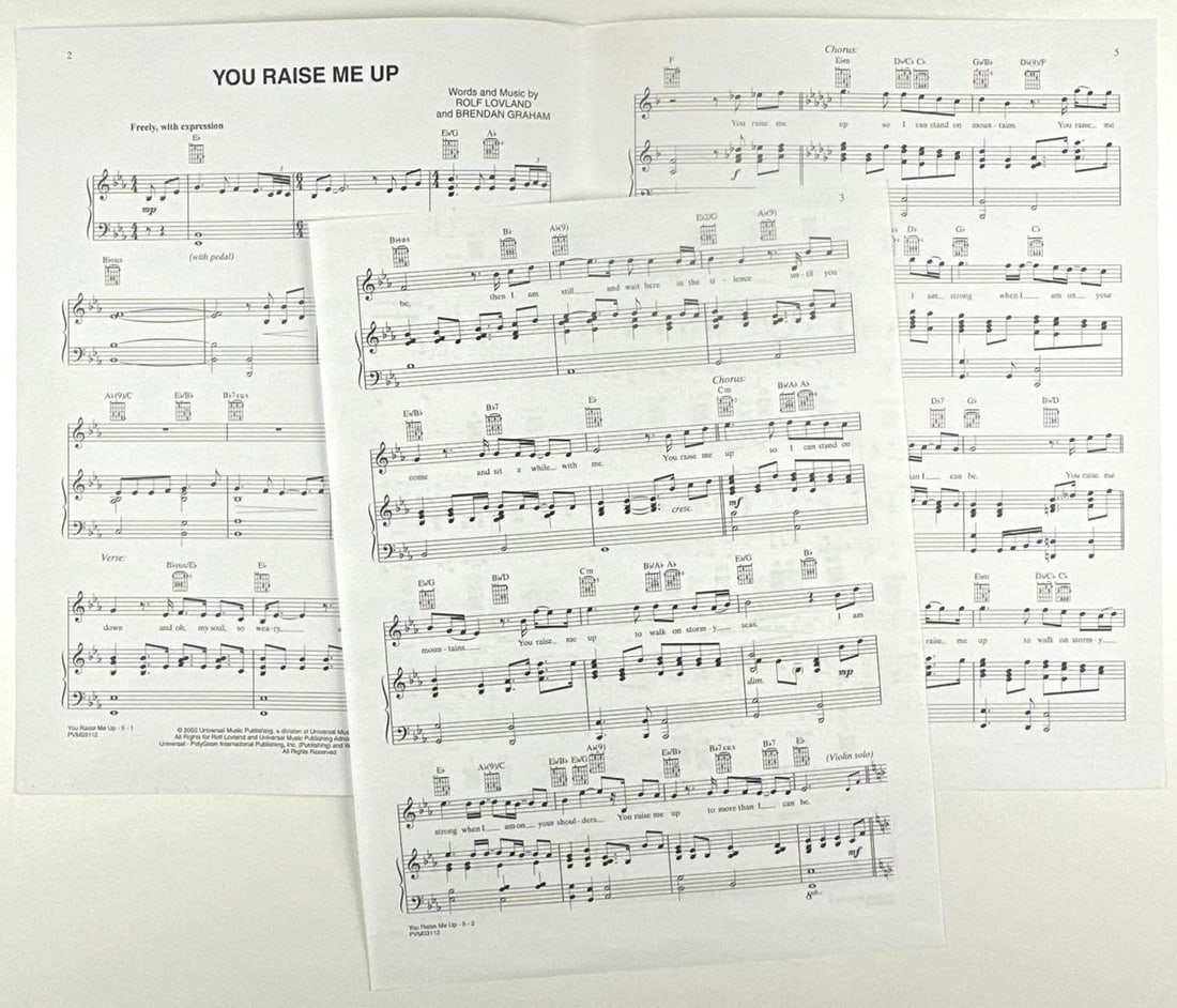 Josh Groban Signed 12" x 9" "You Raise Me Up" Sheet Music (Third Party Guaranteed) - 3