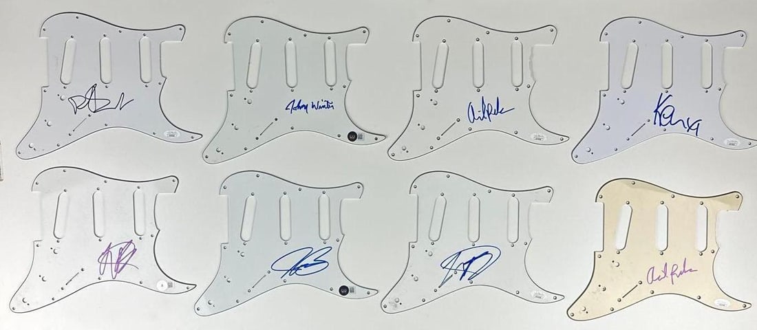 Signed Pickguards Lot (15) Johnny Winter, Steve Winwood, Kevin Shields, Eurythmics (JSA/Beckett) - 2