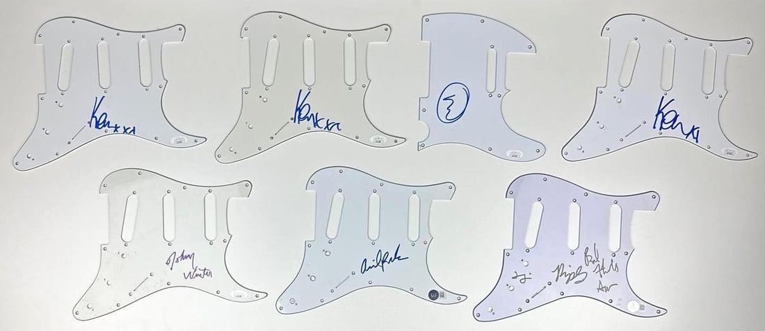 Signed Pickguards Lot (15) Johnny Winter, Steve Winwood, Kevin Shields, Eurythmics (JSA/Beckett) - 3