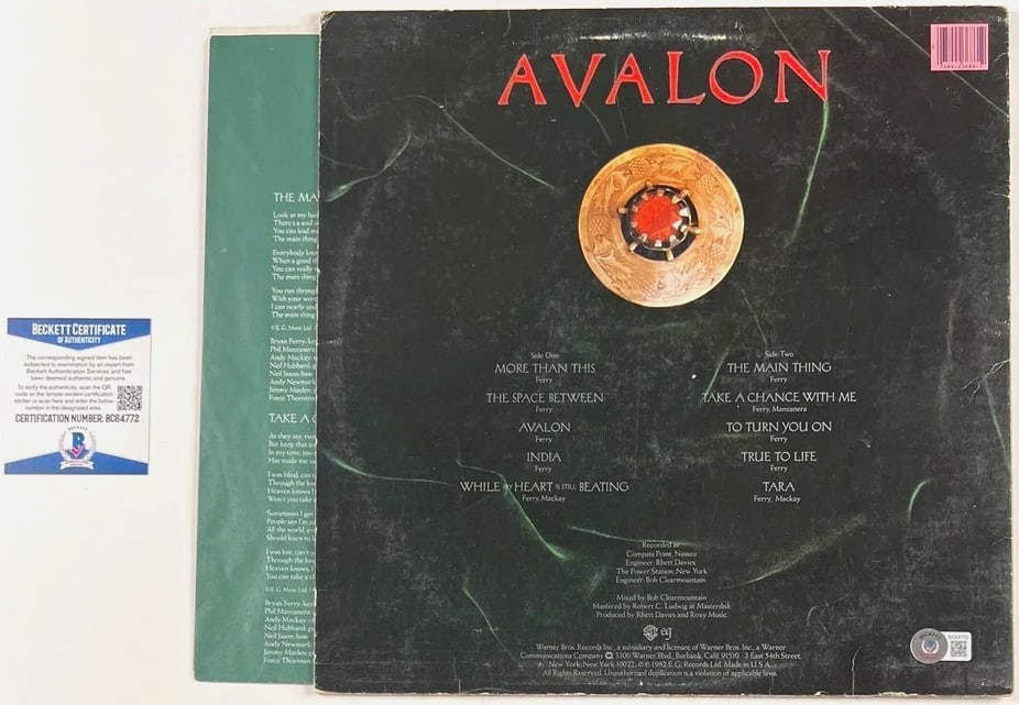 Roxy Music: Bryan Ferry Signed "Avalon" Album (Beckett Authentication) - 2