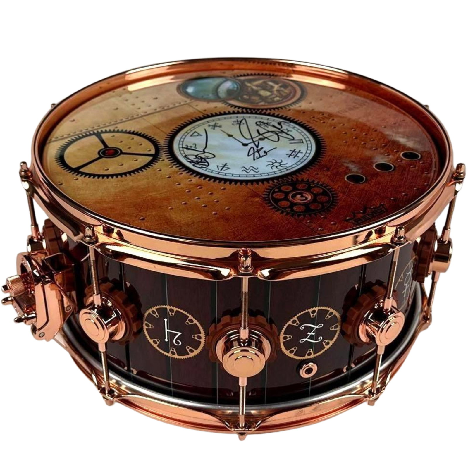 Rush Fully Group Signed Neil Peart “Time Machine” Limited Edition DW Snare Drum - 2
