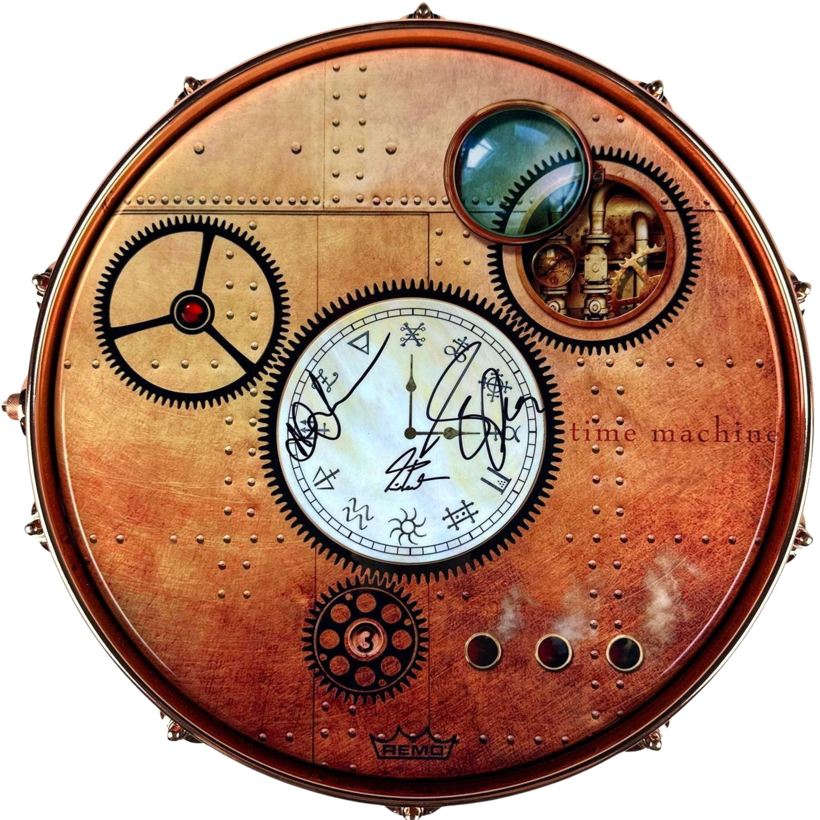 Rush Fully Group Signed Neil Peart “Time Machine” Limited Edition DW Snare Drum - 3