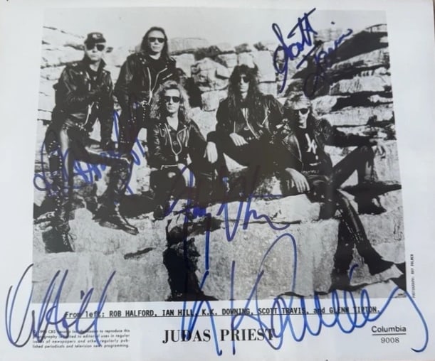 Judas Priest Fully Group Signed 8" x 10" Promo Photo (5 Sigs) (Beckett Encapsulated) - 2