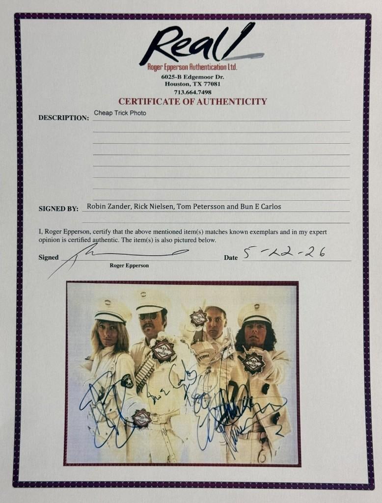 Cheap Trick Fully Group Signed 8" x 10" "Dream Police" Photo (4 Sigs) (Epperson LOA) - 5