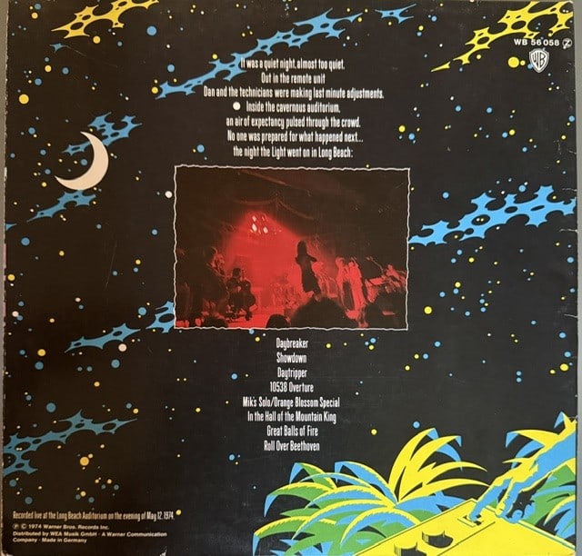ELO Fully Group Signed "The Night the Light Went on in Long Beach" LP Album (7 Sigs) (Epperson) - 8