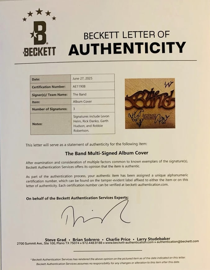 The Band Group Signed "Anthology II" Album (4 Sigs) (Beckett Authentication) - 2