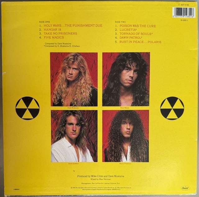 Megadeth Fully Group Signed "Rust in Peace" LP Album (4 Sigs) (Epperson LOA) - 2