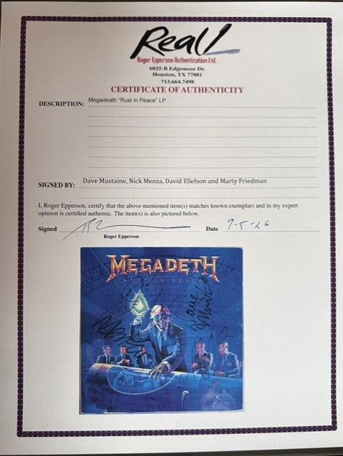 Megadeth Fully Group Signed "Rust in Peace" LP Album (4 Sigs) (Epperson LOA) - 4