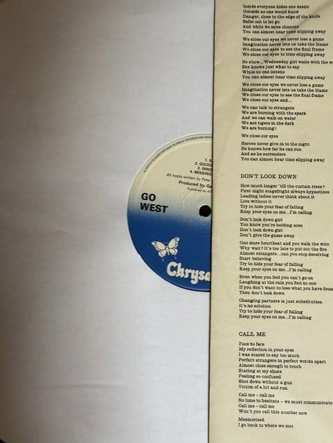 Go West Fully Group Signed "S/T" LP Album (2 Sigs) (Third Party Guaranteed) - 3