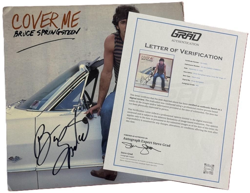 Bruce Springsteen Signed "Cover Me" 12" Album Single (Grad Authentication) - 5