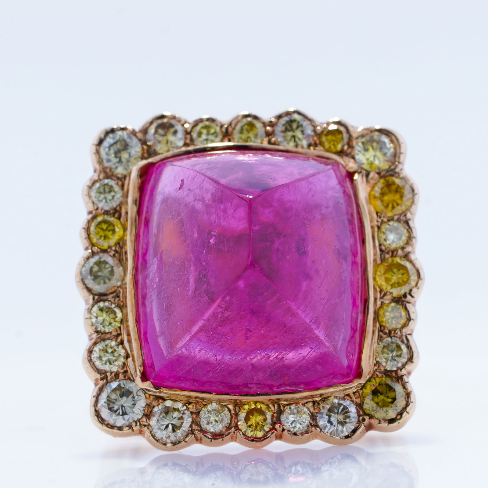 Kimberly McDonald 21.45ctw Pink Rubellite Tourmaline & Fancy Yellow Diamond 18k Yellow Gold Ring (1 of 12)