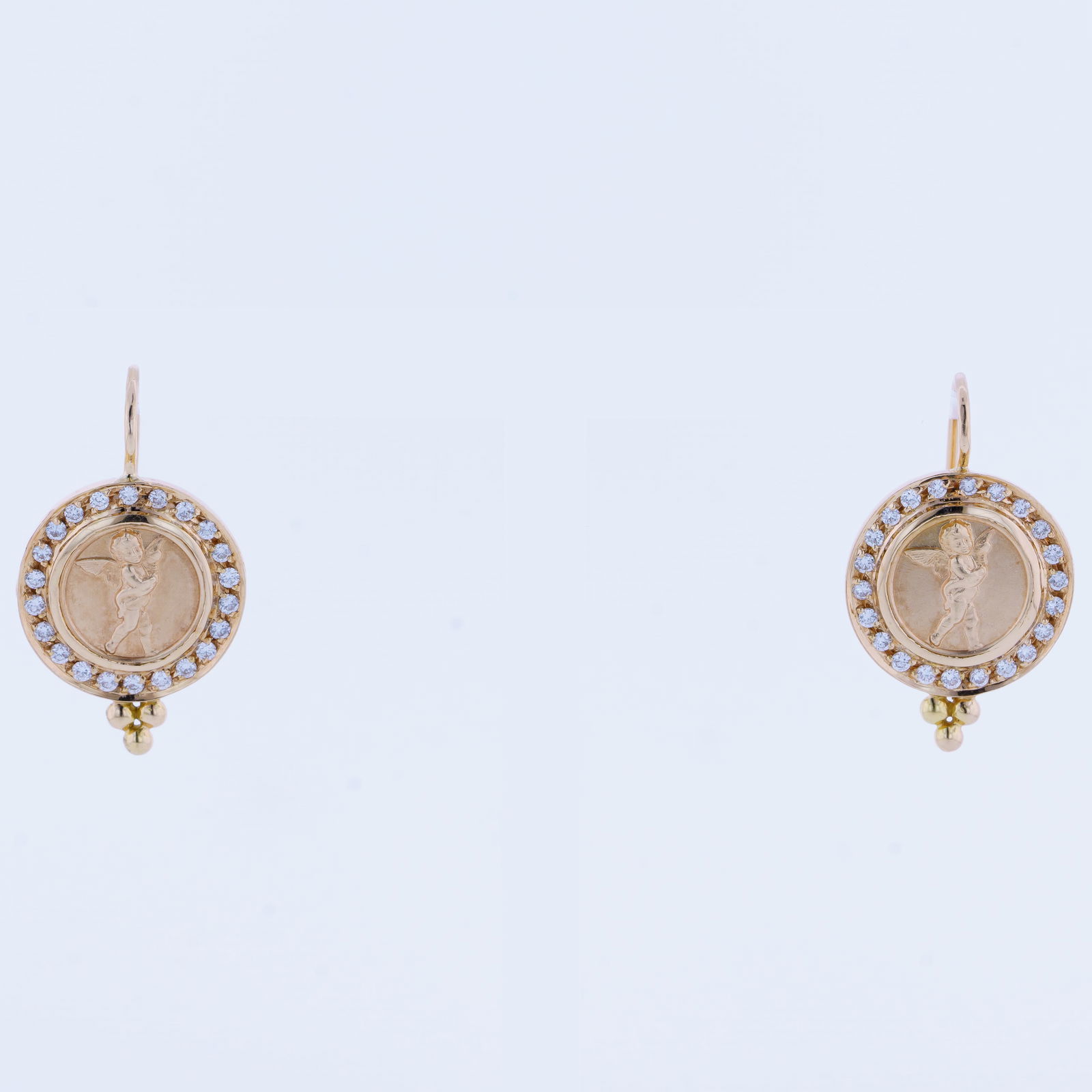 Contemporary Designer Temple St. Clair Angel Collection 0.55ctw Diamond 18k Yellow Gold Earrings (1 of 10)